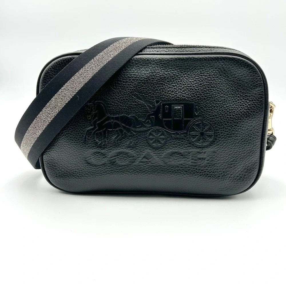 EUC Coach Black Pebbled Leather Convertible Crossbody Jes Camera Bag